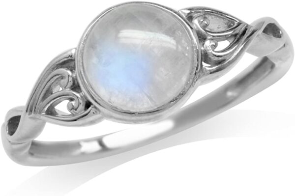 Silvershake 7mm Natural Moonstone 925 Sterling Silver