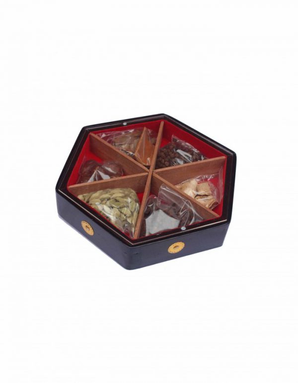 Spices In Hexagonal Box - 7-in -Dia