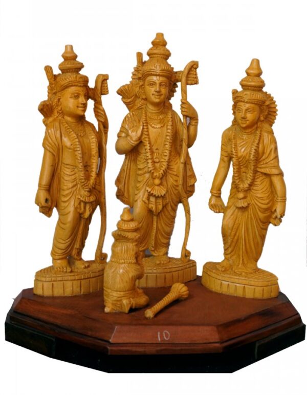 Hand Carved Wooden ''Sri Rama Pattabhishekam'' Statue 10-in