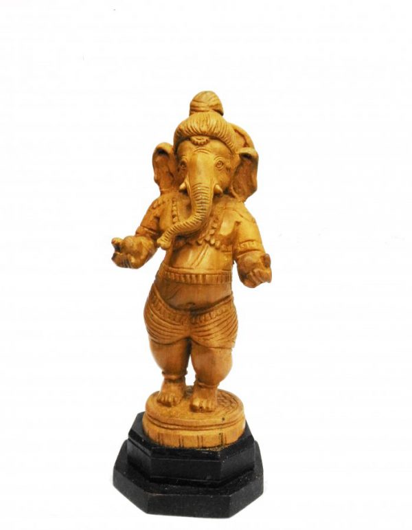 Hand Carved Sandal Wood ''Lord Ganapathi'' Statue 4-in