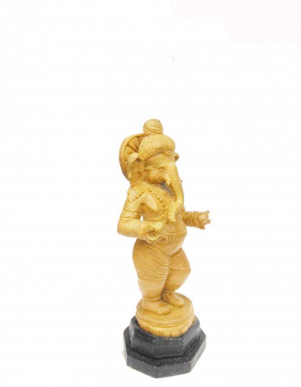 Hand Carved Sandal Wood ''Lord Ganapathi'' Statue 4-in - Image 2