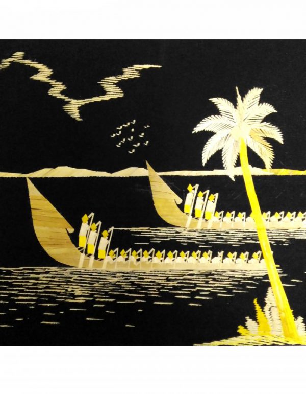 4 Sets Wall Art Scenery Made Of Straws ''River Bay Home'' 18-in X 12-in - Image 2
