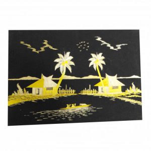 Wall Art Scenery Made Of Straws ''River Bay Two Homes'' 16-in X 10-in