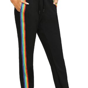 SweatyRocks Women's Drawstring Waist Striped Side Jogger