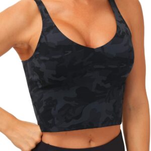 THE GYM PEOPLE Womens Camo Longline Sports Bra Wirefree