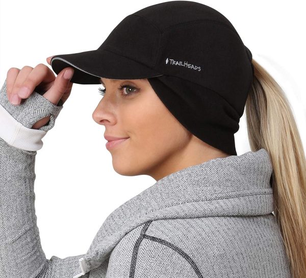 TrailHeads Fleece Ponytail Hat with Drop Down Ear Warmer