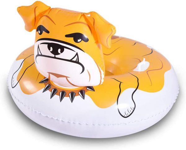 WateBom Snow Tube with Bulldog Design, Inflatable Snow Sled