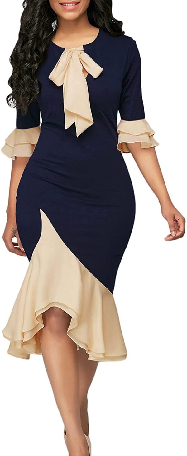 YACUN Bodycon Dress Cocktail Half Sleeve Bow Tie Party Dresses